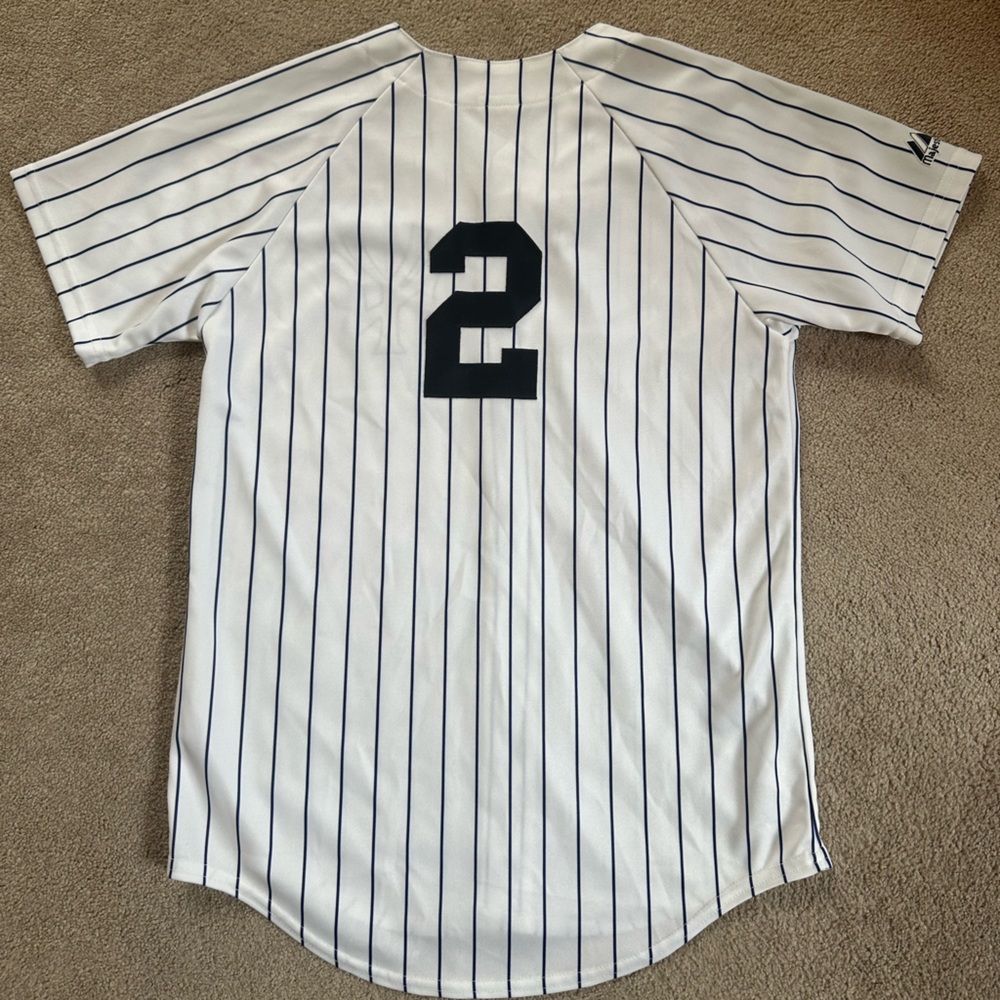 Vintage Majestic New York Yankees Derek Jeter #2 Youth XL Baseball Jersey Shirt - Picture 4 of 12